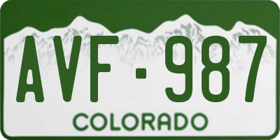 CO license plate AVF987