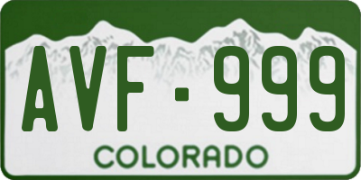 CO license plate AVF999