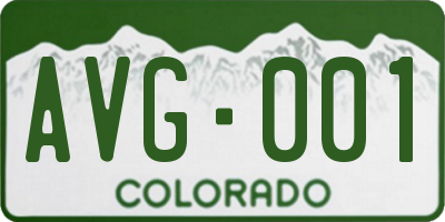 CO license plate AVG001