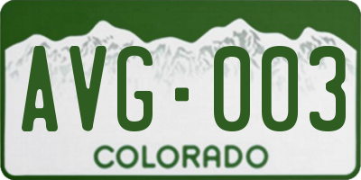 CO license plate AVG003
