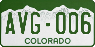 CO license plate AVG006