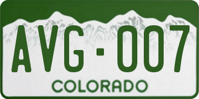 CO license plate AVG007