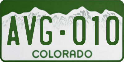 CO license plate AVG010