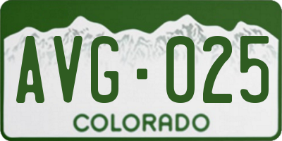 CO license plate AVG025