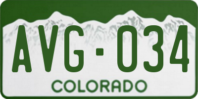 CO license plate AVG034