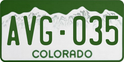 CO license plate AVG035