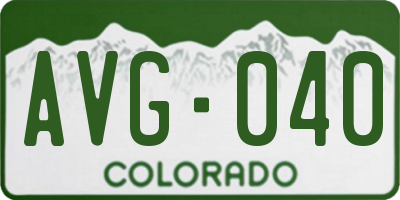 CO license plate AVG040