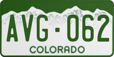 CO license plate AVG062