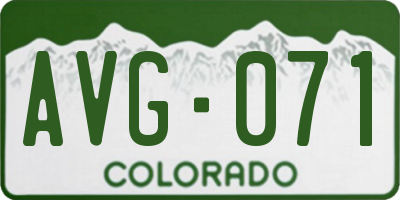 CO license plate AVG071