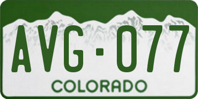 CO license plate AVG077
