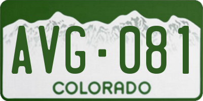 CO license plate AVG081