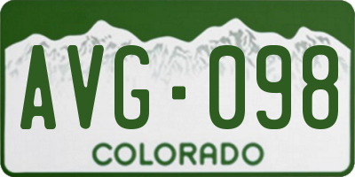 CO license plate AVG098