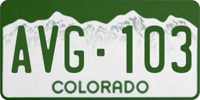 CO license plate AVG103