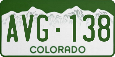 CO license plate AVG138
