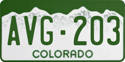 CO license plate AVG203