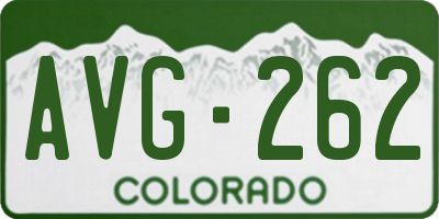 CO license plate AVG262