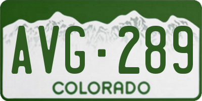 CO license plate AVG289