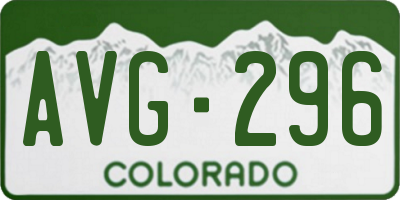 CO license plate AVG296