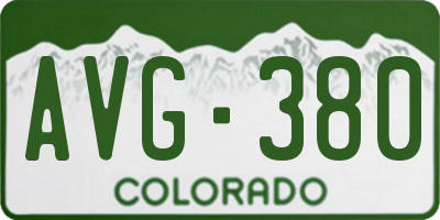 CO license plate AVG380