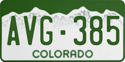 CO license plate AVG385