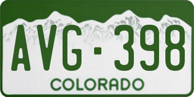 CO license plate AVG398