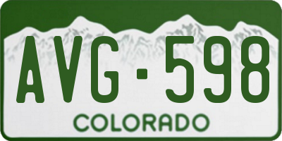 CO license plate AVG598