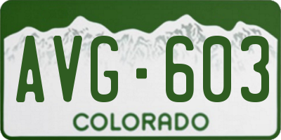 CO license plate AVG603