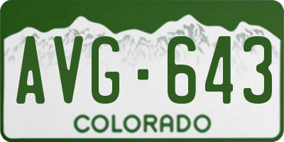 CO license plate AVG643