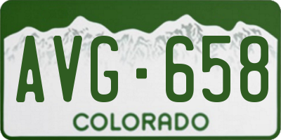 CO license plate AVG658