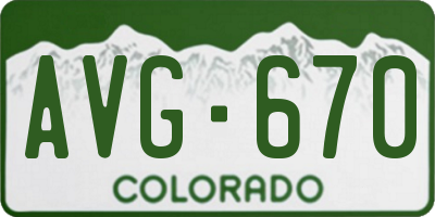 CO license plate AVG670