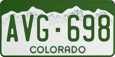 CO license plate AVG698