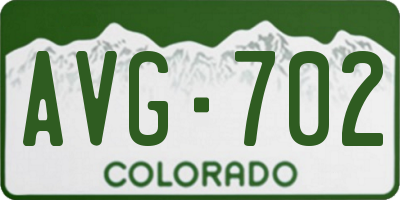 CO license plate AVG702