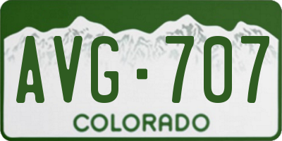 CO license plate AVG707