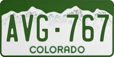 CO license plate AVG767