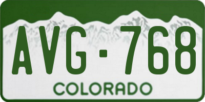 CO license plate AVG768