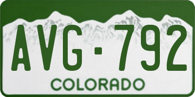 CO license plate AVG792