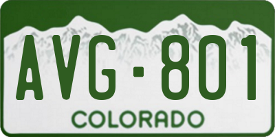 CO license plate AVG801