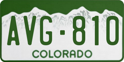 CO license plate AVG810