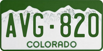 CO license plate AVG820