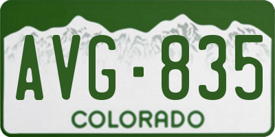 CO license plate AVG835