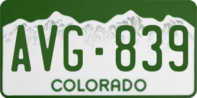 CO license plate AVG839