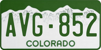 CO license plate AVG852