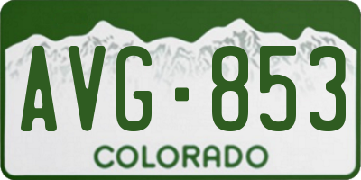 CO license plate AVG853