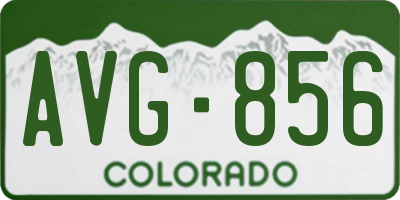 CO license plate AVG856