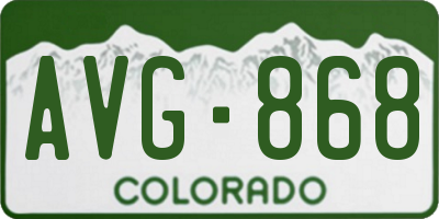 CO license plate AVG868