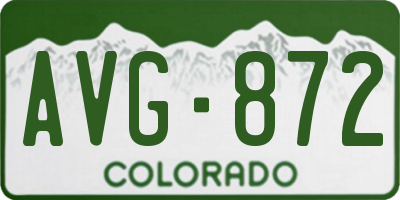 CO license plate AVG872