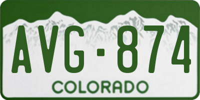 CO license plate AVG874
