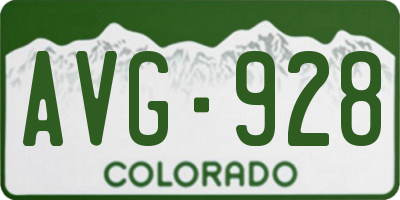 CO license plate AVG928