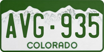 CO license plate AVG935