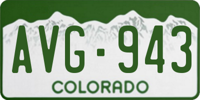 CO license plate AVG943